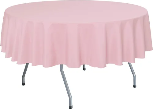 Miniatura 65 de Ultimate Textile Mantel redondo de lino de poliéster de 72 pulgadas, color rosa hielo