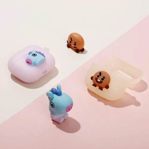 Miniatura 5 de BT21 Funda compatible con Apple AirPods de 3ª generación, funda translúcida de gelatina, carga inalámbrica [mercancía oficial] [7 sabores] (SHOOKY)