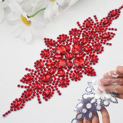 Miniatura 15 de PEARLY JUN 1 pieza de apliques de diamantes de imitación negros autoadhesivos, parches de cristal con adhesión térmica para ropa, adornos