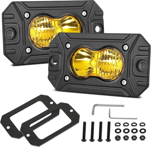 Miniatura 17 de Cápsulas LED ámbar, 2 unidades de luz de conducción de 40 W y 3 pulgadas, luz antiniebla ámbar, impermeable, para parachoques todoterreno, cubo