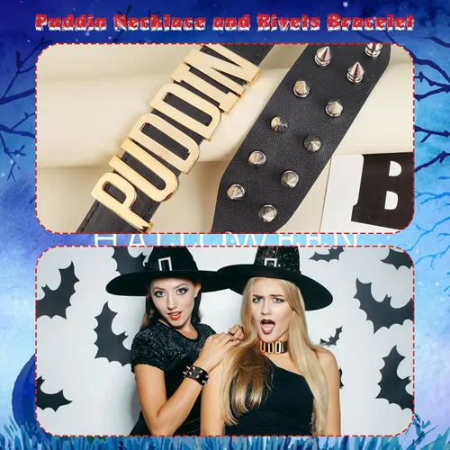 Miniatura 5 de YANCHUN Gargantilla Puddin para mujer, pulsera de cuero con pinchos, accesorios de disfraz de Halloween