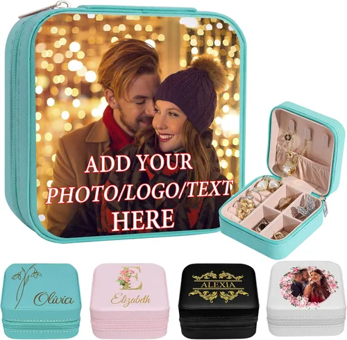 Miniatura 25 de Joyero de viaje personalizado para mujer, foto personalizada, nombre, logotipo, joyero, regalo de dama de honor, boda, cumpleaños