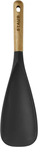 Miniatura 4 de STAUB Cuchara con espátula multifunción, excelente tanto para cocinar como para servir, silicona mate negra resistente al BPA, mangos de madera