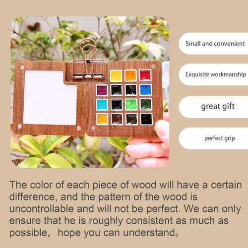 Miniatura 2 de Mini paleta de acuarela, acuarela de viaje con tapa, paleta de acuarela vacía, caja de paleta de colores de madera para pintar, regalo
