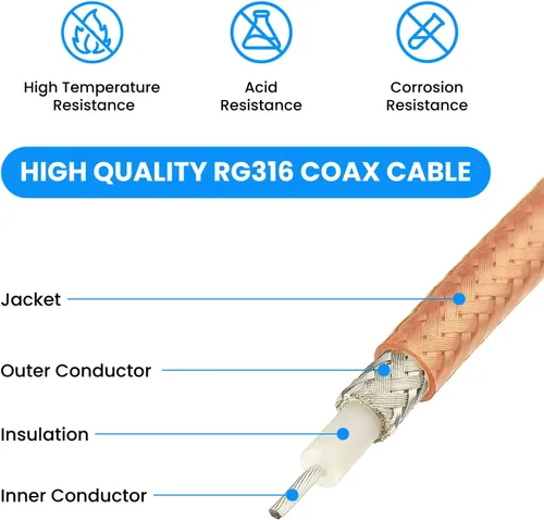 Miniatura 4 de SDTC Tech Cable coaxial SMA macho a BNC macho RG316 de puente de coleta extensor de antena adaptador de conector BNC (20 pulgadas)