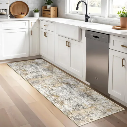 Miniatura 117 de Alfombra antideslizante lavable de 2 x 3 pies - Alfombra suave de pelo bajo para cocina, entrada y dormitorio - Tapete moderno para puerta