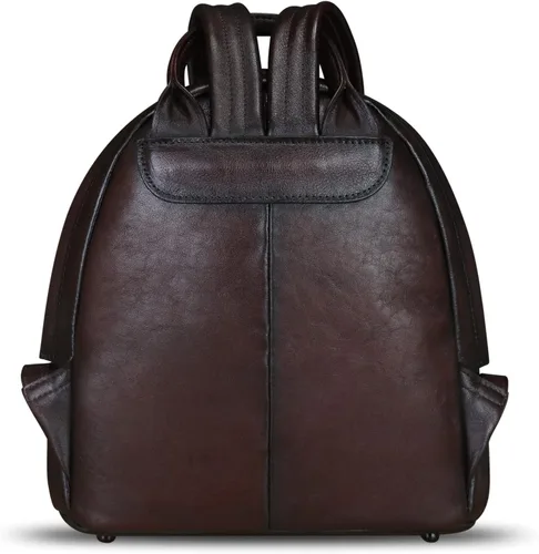 Miniatura 3 de IVTG Mochila de cuero genuino para mujer, estilo vintage, de cuero real, mochila de moda para hombro