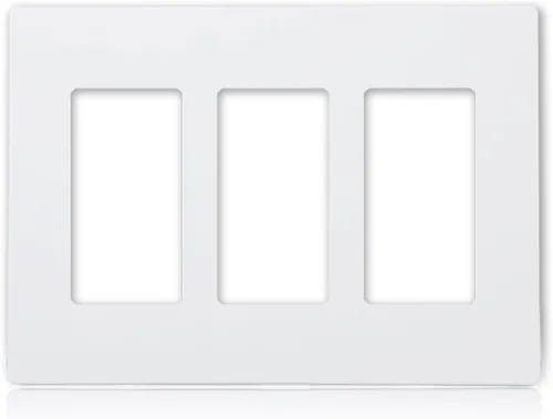 Miniatura 6 de Maxxima Paquete de 10 enchufes decorativos de 1 banda, placa de pared sin tornillos, blanco, tamaño estándar, perfecto para interruptores de luz