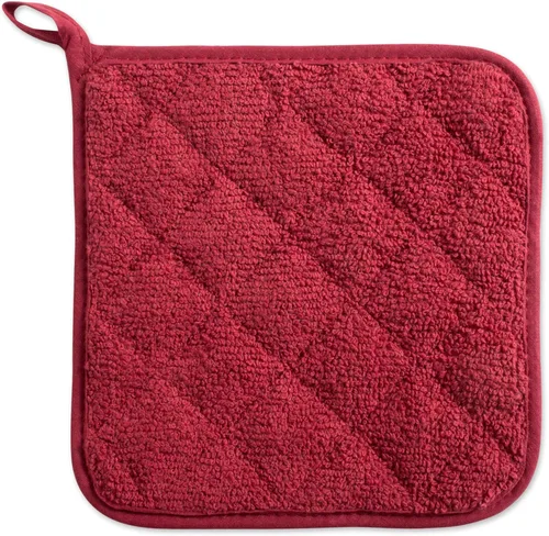 Miniatura 2 de DII - Agarradera acolchada, 100% algodón, colección Terry básica, rojo granero, 3 piezas