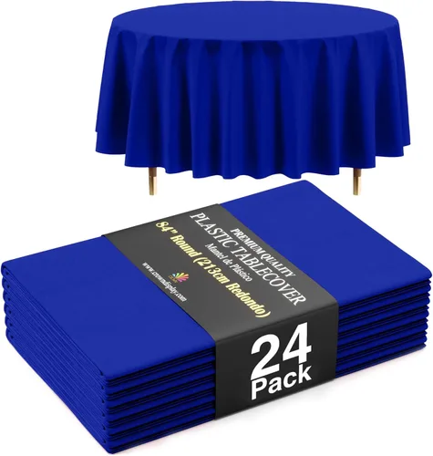 Miniatura 66 de Exquisite 66% Thicker Premium Aqua Round Tablecloth 0.5 Mil 6 Pack Plastic Table Cloth Disposable 84 Inch Round Plastic Tablecloth Won't Tear Easily