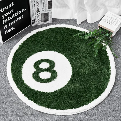 Miniatura 7 de ELDONE Alfombra negra de 8 bolas, bonita, única, divertida, redonda, de 2.7 pies, para dormitorio, baño, sala de estar, dormitorio, antideslizante