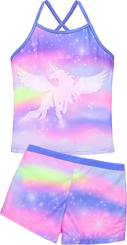 Miniatura 3 de Akokvlar Traje de baño de dos piezas para niñas, tankini con pantalón corto