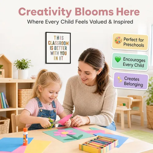 Miniatura 3 de Este aula es mejor contigo en ella, decoración de pared motivacional positiva, letreros para profesores, bienvenida al aula, decoración boho