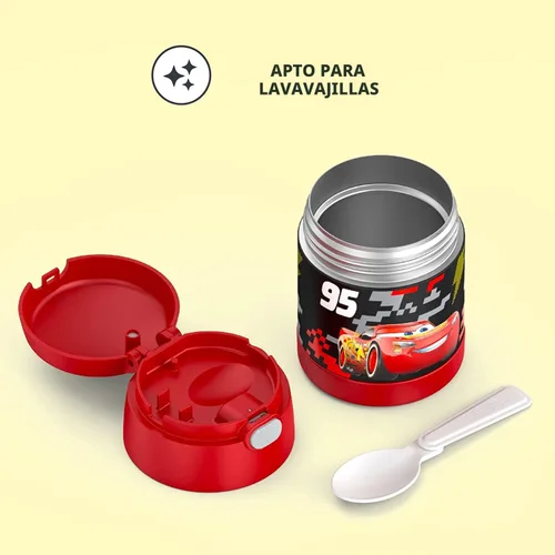 Miniatura 4 de Thermos Funtainer - Tarro de alimentos aislado de 10 onzas, apto para niños, con cuchara plegable, diseño de autos Coches