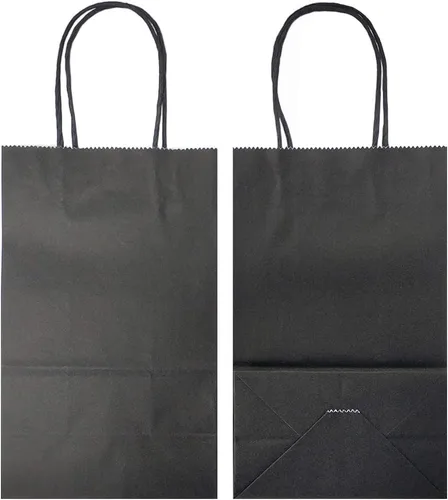Miniatura 5 de AZOWA Bolsas de regalo de papel kraft negro con asas (negro, 12 piezas, 5 x 3.1 x 8.2 pulgadas)