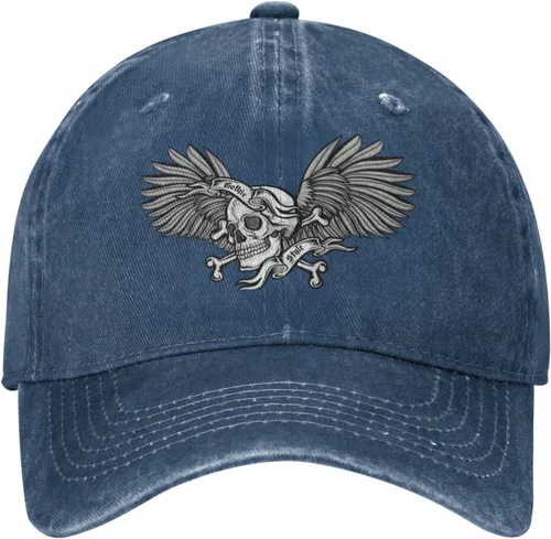 Miniatura 2 de Cowboy Hat Trendy Hats for Man and Women Djustable Four Season Outdoor Baseball Cap of Hell Skull with Angel Navy Blue