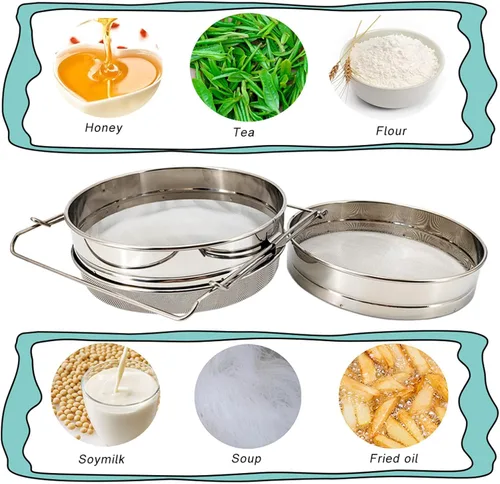 Miniatura 6 de Colador de miel de doble tamiz para cubo de 5 galones, filtro de miel de acero inoxidable de grado alimenticio con brazos extensibles ajustables