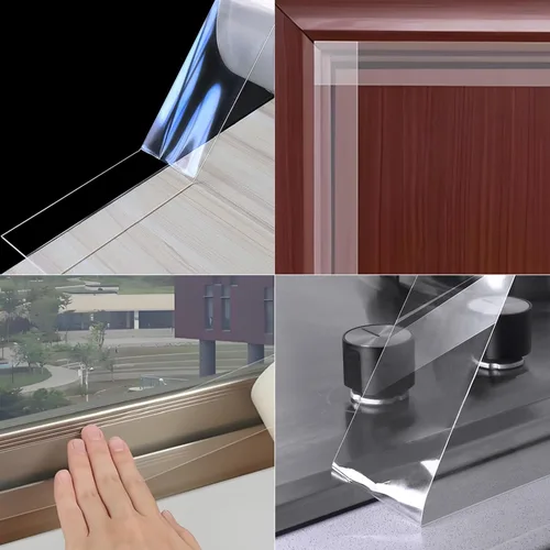Miniatura 4 de Cinta transparente para sellado de ventana, 1.2 pulgadas x 16 pies, cinta de película de sellado de aislamiento de ventana transparente para burlete
