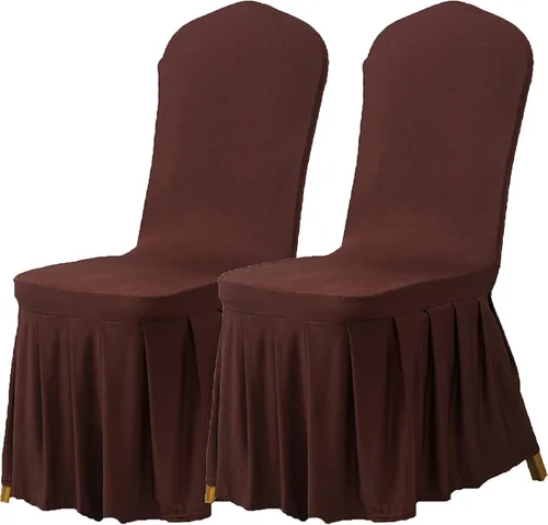 Miniatura 27 de Dimatic Juego de 2 fundas elásticas para sillas de comedor, fundas Parsons con falda, de elastano súper ajuste, funda protectora de asiento para Azul
