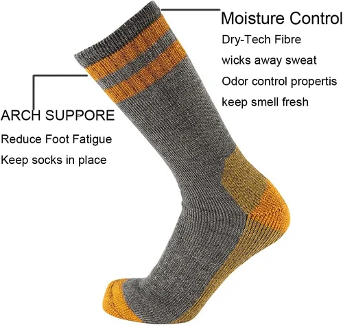 Miniatura 2 de Cerebro Calcetines de lana merino para hombre, calcetines acolchados a media pantorrilla que absorben la humedad, calcetines de senderismo