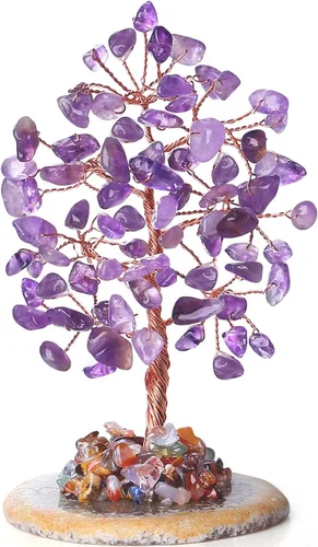 Miniatura 12 de QINJIEJIE Árbol de la vida de obsidiana negra curativa, piedra natural, piedra preciosa para habitación, oficina, escritorio, base de ágata, alambre