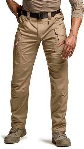 CQR - Pantalones tácticos elásticos para hombre, pantalones cargo de ripstop resistentes al agua, pantalones ligeros para trabajo al aire libre y
