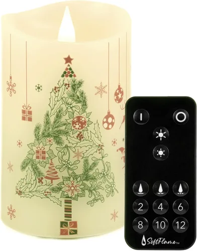 Velas de Navidad sin llama con control remoto, 7,6 cm x 12,7 cm, Velas parpadeantes de cera real con mecha 3D, pilas, vela de árbol de Navidad