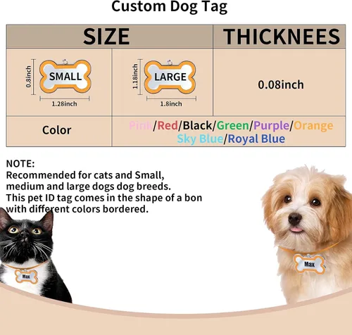 Miniatura 6 de Etiquetas de identificación personalizadas para mascotas, etiquetas de identificación para mascotas pequeñas o grandes, grabadas en ambos lados