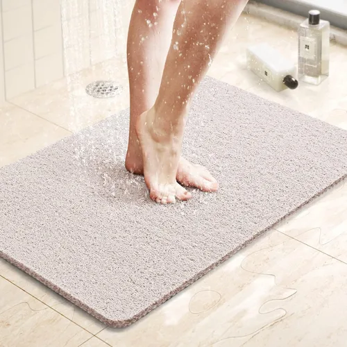 Miniatura 78 de LuxStep - Tapete de ducha, de 24 x 36 pulgadas, tapete de baño antideslizante con drenaje, tapete de baño de cloruro de polivinilo, de secado Gris