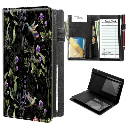 Miniatura 23 de Libretas de alto volumen para camareros, libro de servidor Forest Moon con 2 bolsillos expandibles de 9 x 5, libro de mesera lindo con bolsillo
