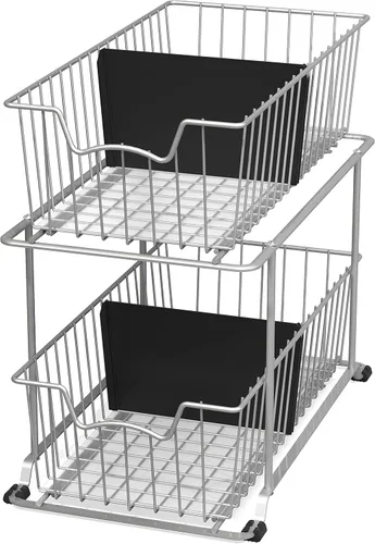 Miniatura 5 de Simple Houseware - Cajón organizador de cesta de alambre de 2 niveles, gris