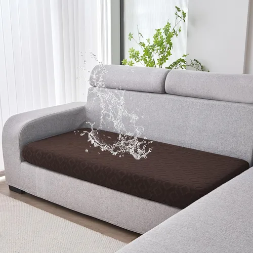 Miniatura 22 de Genina Fundas de cojín para sofá impermeables, fundas elásticas para sofá seccional, funda de cojín lavable, antideslizante, con parte inferior