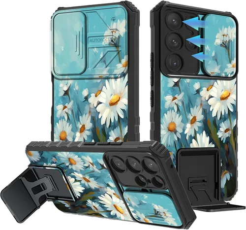 Miniatura 78 de Funda para Samsung Galaxy S22 Ultra 5G, Galaxy S22 Ultra con cubierta de cámara deslizante, funda resistente de doble capa con función atril Black