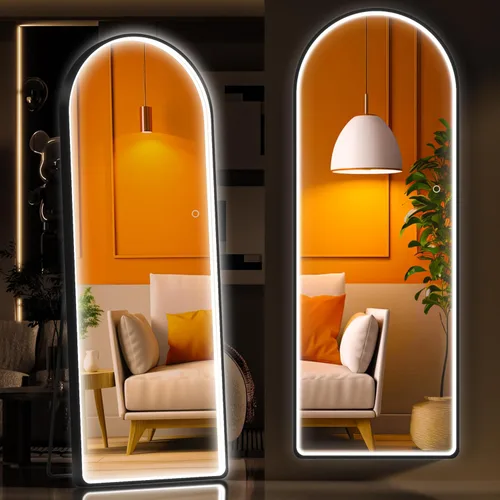 Miniatura 9 de Hasipu Espejo de Cuerpo Completo de 55" X 18" con Luces, Espejo LED de Cuerpo Completo con Marco Blanco en Arco y 3 Temperaturas de Color y Brillo