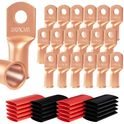 Miniatura 8 de 6 piezas 1/0 AWG - 1/2" (M12) Sanuke Terminales de anillo para cable de alambre con conectores de extremos resistentes para cable de batería, ojales