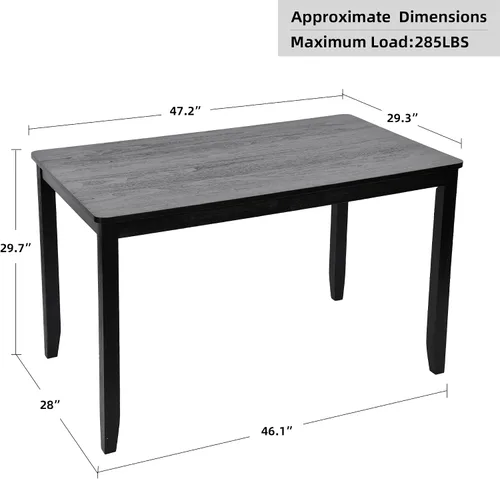Miniatura 3 de DUHOME Mesa de comedor de madera negra de 47.2 pulgadas, mesa rectangular de madera maciza, mesa de comedor de cocina que ahorra espacio