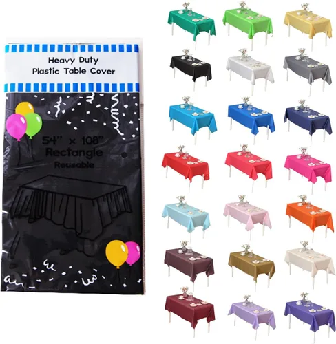 Miniatura 29 de Evershine - Mantel de plástico resistente y reutilizable, paquete de 12 unidades (redondo, 84 pulgadas, aguamarina)