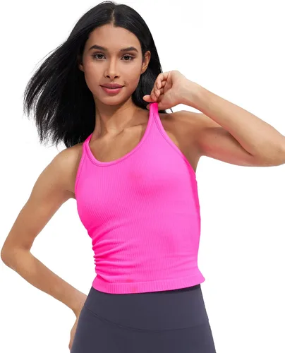 Miniatura 105 de sphinx cat - Camiseta corta de entrenamiento para mujer, camiseta sin mangas, acanalada, con espalda cruzada y brasier integrado