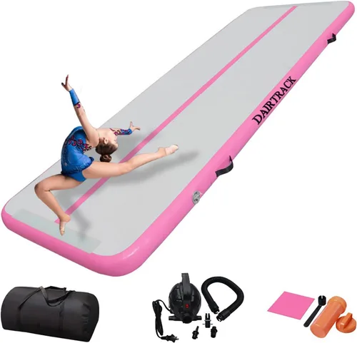 Miniatura 12 de DAIRTRACK Colchoneta inflable de gimnasia de 10/13/16/20 pies para uso doméstico/gimnasio/entrenamiento/animadora/yoga/agua