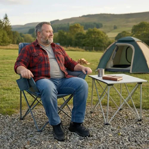 Miniatura 9 de Portal 32" Oversized Camping Chair, Foldable Heavy Duty 350 lb Padded Ergonomic Seat for Big & Tall Adults, Pinch-Free Extra Wide Design Featuring