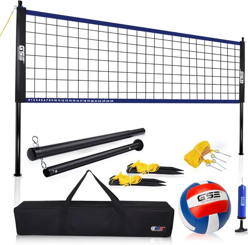 Miniatura 12 de GSE Games & Sports Expert Outdoor Badminton and Volleyball Combo Set, Yard Net Game Set with Ball, Pump, Boundary Line and Carry Bag for Backyard