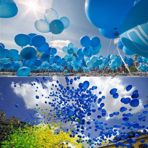 Miniatura 4 de 100 globos de látex azul de 12 pulgadas, grandes, gruesos, grandes, redondos, biodegradables, a granel, helio, gas o aire, inflados para cumpleaños