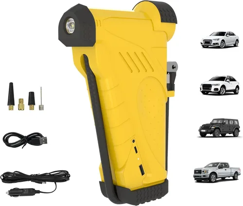 TopAutoGear Compresor de aire portátil para inflador de neumáticos de 150 PSI, potencia dual de 12 V/20 V, salida USB, bomba de aire ideal para