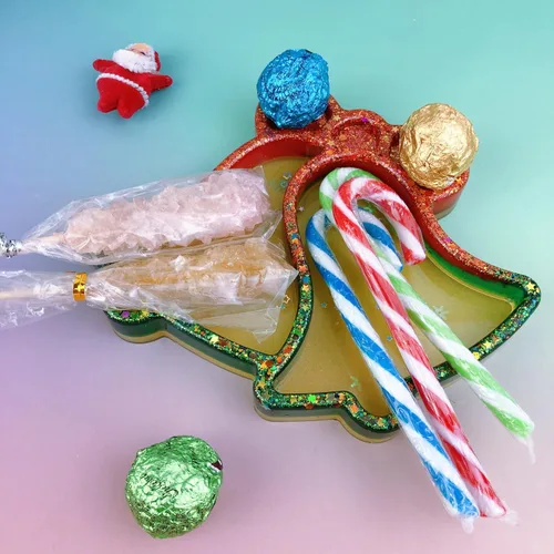 Miniatura 8 de Moldes de silicona de resina de bandeja de campana de Navidad, placa de caramelo de aperitivo, molde de fundición de placa de almacenamiento