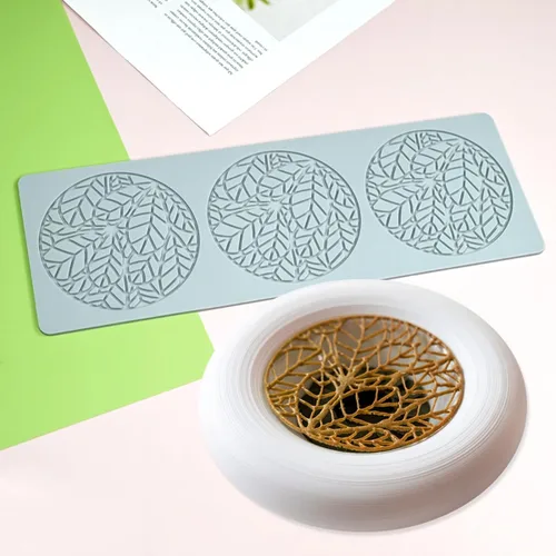 Miniatura 6 de TUKE Molde de silicona para anillos de Tuile para hojas, moldes de silicona para fondant, moldes de Tuile con hojas huecas 3D de chocolate y dulces
