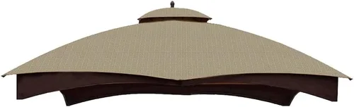 Miniatura 9 de Hugline Toldo de repuesto para exteriores, cubierta de techo de doble nivel para cenador Lowe's Allen Roth de 10 x 12 pies, #GF-12S004B-1 (Caqui)