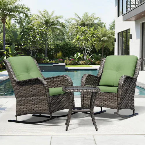 Miniatura 152 de Joyside Juego de sillas de mimbre para patio, juego de 3 piezas de mimbre para exteriores con 2 sillas reposabrazos y 1 mesa auxiliar para terraza