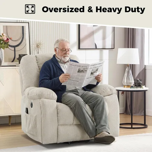 Miniatura 8 de HAOMARKETS Sillones reclinables de elevación eléctrica con masaje y calor para ancianos, silla reclinable eléctrica con portavasos y puerto USB