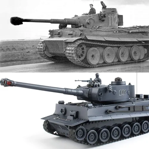 Miniatura 2 de BEAURE Tanques RC, 1:28 WW2 Tanque Alemán Tiger Juguetes para Niños, 9 Canales Vehículos de Control Remoto con Sonido y Luz, Juguetes Militares RC