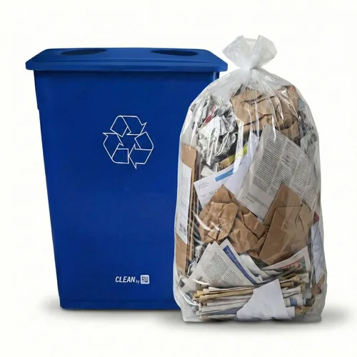 Miniatura 6 de Restaurantware Solo tapa: RW Clean 1 tapa de lata de reciclaje, se adapta a bote de basura de 23 galones, dos aberturas de botella/lata, tapa de Azul